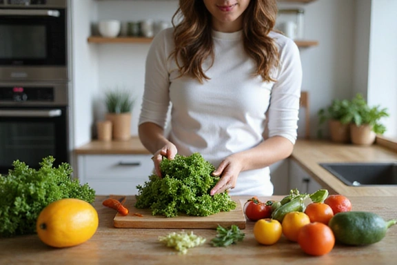 Femeie pregătind o salată proaspătă