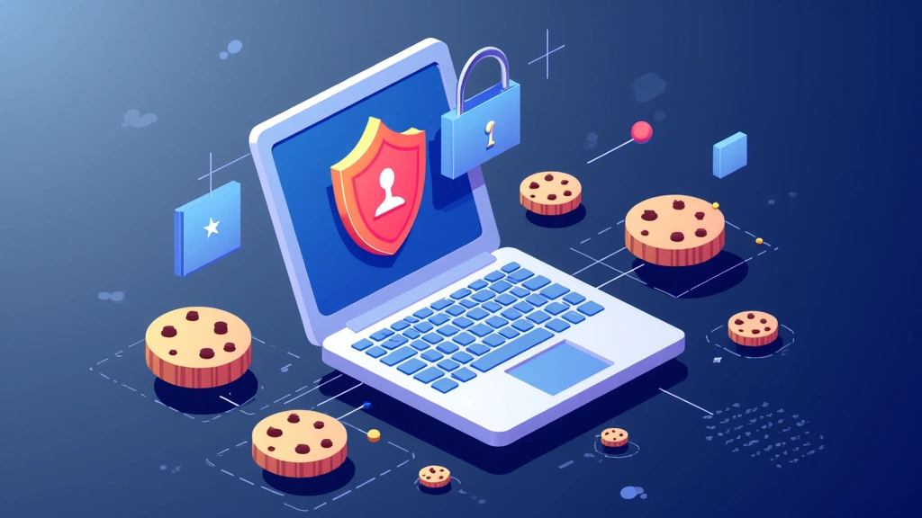 Ilustrație a simbolurilor cookie-urilor și a confidențialității online